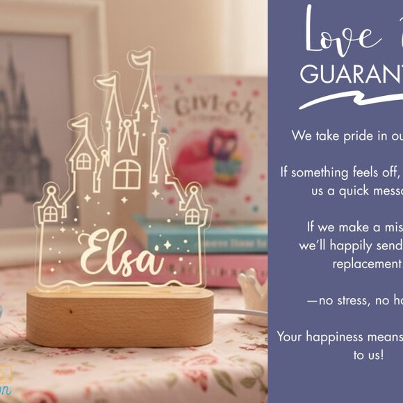 Personalized Princess Castle Night Light – Cute Nightlight for Girls - Picture 6 of 8